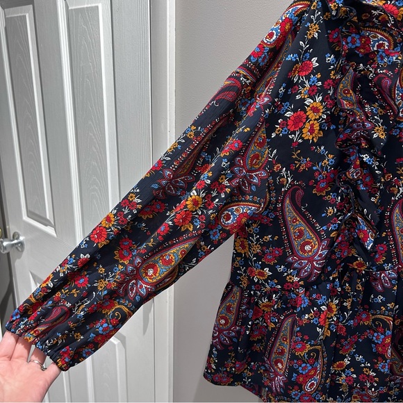 H&M Multi Color Paisley Print Blouse-10 - Picture 2 of 9